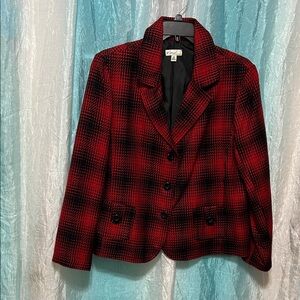 Kim Rogers’s Red and Black Plaid Blazer